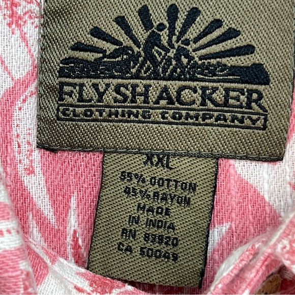 Flyshacker Clothing Co Hawaiian Shirt Mens XXL Pink White Floral Tropical - Picture 5 of 8